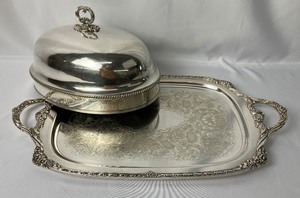 lot 217 image: Grand Silver Plated Vintage Tray and Cover