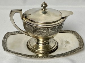 lot 215 image: Apollo Bernard Rice & Sons Vintage Creamer & Tray- Silver Plate