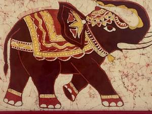 lot 338 image: Batik Elephant in Sturdy Black Frame