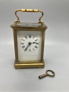 lot 315 image: Antique French Brass Carriage Clock with Key
