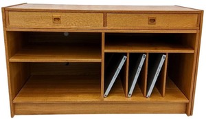 lot 4A image: Vintage Danish Modern Teak Expandable Desk Credenza Media Cabinet