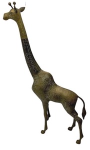 lot 152 image: Vintage Brass Giraffe Statue - 3.75 Feet Tall