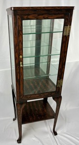 lot 15 image: Unique Antique Metal, Glass Front Apothecary Curio Cabinet with Key