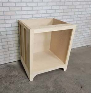 lot 595 image: Unfinished Birch Wood Bathroom Vanity - 29 x 24 x 34.5 Tall