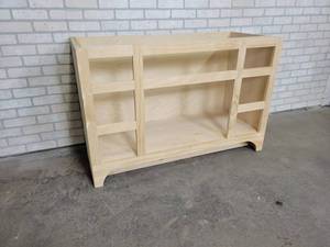lot 596 image: Unfinished Birch Wood Bathroom Vanity - 48 x 20.5 x 31.5 Tall