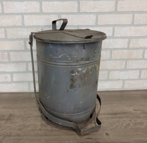 lot 623 image: Vintage Oil Rag Can - 18 tall x 12 Diameter