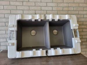 lot 639 image: New Blanco Undermount SILGRANIT Double Kitchen Sink - 33 x 18 x 9