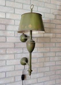 lot 654 image: Vintage Wall Mount Lamp - Overall about 30 Tall - Tested and Works