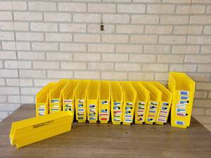 lot 692 image: Lot of (55) Plastic Storage Bins 11 x 4 x 2-34 Wide and (8) 11 x 4 x 4
