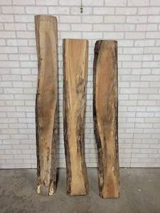 lot 784 image: Lot of (3) Cherry Wood Live Edge Slabs - 60 x 9 x 1, 61 x 9 x 1 and 68 x 8 x 1