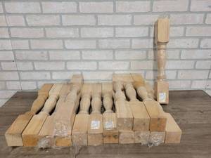 lot 809 image: Lot of (16) Solid Wood Spindles - 3 x 3 x 18 - All 16 are the same style