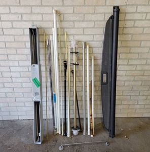 lot 847 image: Large Lot of Curtain  Shower Rods and Pull Out Cover