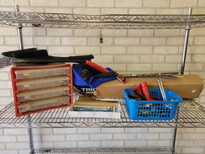 lot 849 image: Contents of Shelf - Garage Supplies - Cart NOT Included