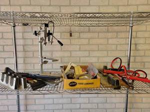 lot 850 image: Contents of Shelf - Garage Supplies - Cart NOT Included