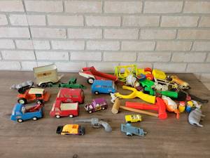 lot 856 image: Large Lot of Vintage Toys - Tonka, Tootsie Toy, Fisher Price, Tru Scale and More
