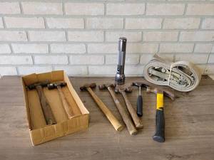 lot 745 image: Lot of Hammers, Ratchet Strap and Mag-Lite
