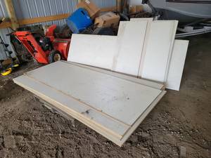 lot 571 image: Large Lot of Particle Board  Shelving Wood - All 34 Thick