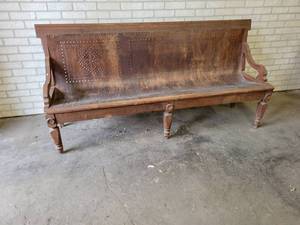 lot 516A image: Antique Wood Church Pew - About 72 x 35 x 19