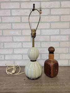 lot 937 image: Vintage ALADDIN Glass Lamp - About 22 Tall and Bottle