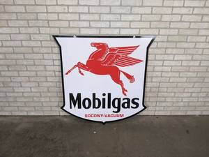 lot 502 image: Mobilgas Pegasus Double Sided hanging sign w Post