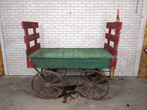 lot 520 image: Beautiful Railroad Cart w Steel Wheels - Great for Flowers, Yard art or 