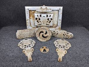 lot 581 image: Lot of Cast Iron Stove Pieces - Jewel Stoves & Ranges and Detroit Stove Works - NO SHIPPING