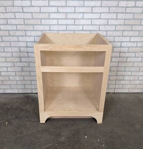 lot 597 image: Unfinished Birch Wood Bathroom Vanity - 27 x 24 x 34.5 Tall