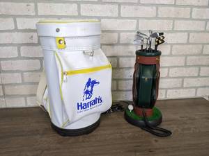 lot 607 image: Harrahs Casino Gold Bag Cooler (17 Tall) and Golf Bag Phone