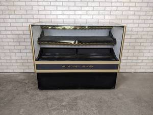 lot 611 image: Commercial Rolling Glass Lighted Display Case w Bottom Drawer - 48 x 23.5 x 39.5 Tall - Lights work Includes key