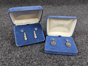 lot 722 image: (2) Pairs Vintage Sterling Silver Beverly Hills Silver Earrings