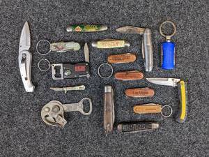 lot 702 image: Vintage Pocket Knives, Bottle Openers, and More