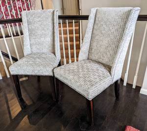 Pair of Elegant Grey Print Accent Chairs