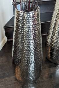 Pair of Textured Metal Floor Vases