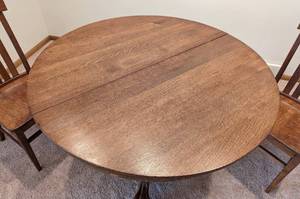 Vintage Oak Pedestal Claw Foot Table and Chairs