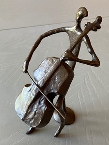 Set of Three Metal Musician Figurines