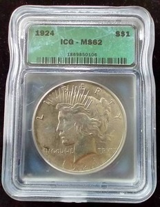 1924 Peace Dollar - MS62