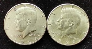 2 90% Silver Kennedy Half Dollars