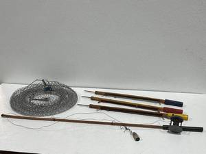 Fish Basket and Vintage Fishing Poles