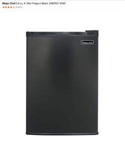 Magic Chef 2.6 cu. ft. Mini Fridge in Black, ENERGY STAR. See Pictures