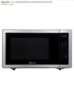 Magic Chef 1.1 cu. ft. Countertop Microwave in Stainless Steel with Gray Cavity. See Pictures