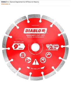 DIABLO 9 in. Diamond Segmented Cut-Off Discs for Masonry & RIDGID 7 in. Premium Tile Diamond Blade. See Pictures