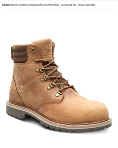 Kodiak Womens Bralorne Waterproof 6 inch Work Boot - Composite Toe - Brown Size 5(M). See Pictures