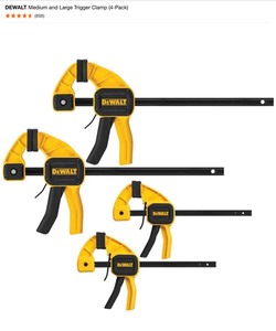DEWALT 25 ft. x 1-18 in. Tape Measures & DEWALT Medium and Large Trigger Clamp (4-Pack). See Pictures