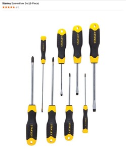 Stanley Screwdriver Sets (8-Piece), Parachute Bag and 127 PCs Metric Heat Shrink Tubing Assortment. See Pictures
