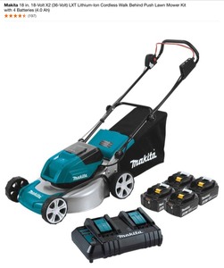 Makita 18 in. 18-Volt X2 (36-Volt) LXT Lithium-Ion Cordless Walk Behind Push Lawn Mower Kit with (2) Batteries. See Pictures