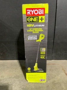 lot 2 image: RYOBI ONE 18V 10 in. Cordless Battery String Trimmer with 1.5 Ah Battery and Charger. See Pictures