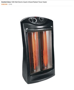 lot 8 image: (2) Comfort Zone 1500-Watt Electric Quartz Infrared Radiant Tower Heater. See Pictures