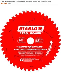 lot 17 image: DIABLO 10 in. x 80-Tooth LaminateAluminum Circular Saw Blade, Steel Demon 9 in. x 46-Tooth Cermet II Blade & RIGID 7 in. Premium Tile Blade. See Pictures