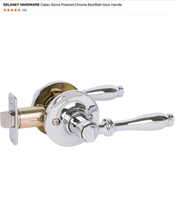 lot 22 image: (6) DELANEY HARDWARE Callan Silona Polished Chrome BedBath Door Handle & (6) HallCloset Door Handles. See Pictures