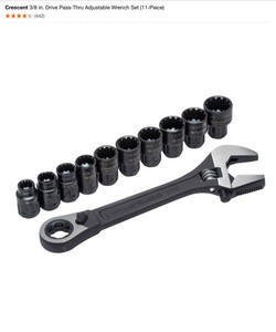 lot 29 image: Crescent 38 in. Drive Pass-Thru Adjustable Wrench Set (11-Piece), Size 14 & 10 Crescent Pipe Wrenches & Zero Degree 12 in. Drive Gearless Ratchet with Socket Quick Release. See Pictures